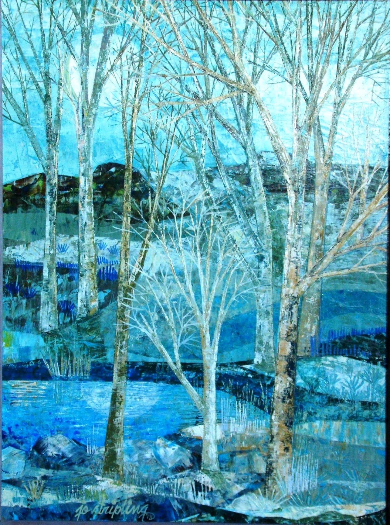 Moon and Trees on Blue, Jo Stripling